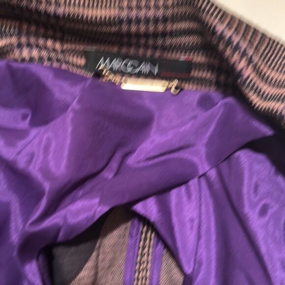 Marc Cain Women's Size N3 Belted Peacoat Black Brown Herringbone Plaid New - Picture 9 of 12